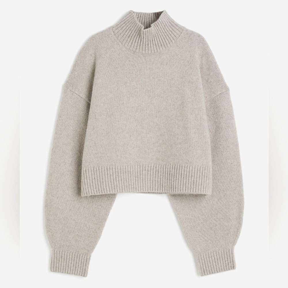 H&M Oversized Mock-turtleneck Sweater | Light Taupe | XS | EUC